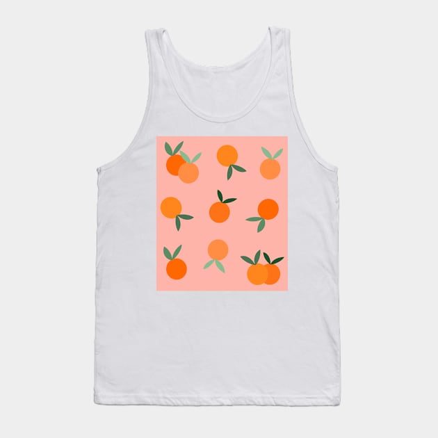 Oranges, Fruit Pattern on Peach Tank Top by OneThreeSix